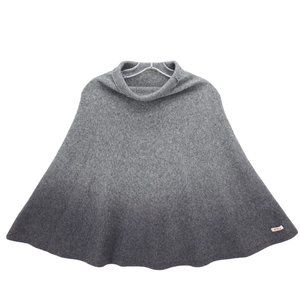 AVOCA Ombre Gray Cashmere Wool Blend Poncho Topper EUC One Size